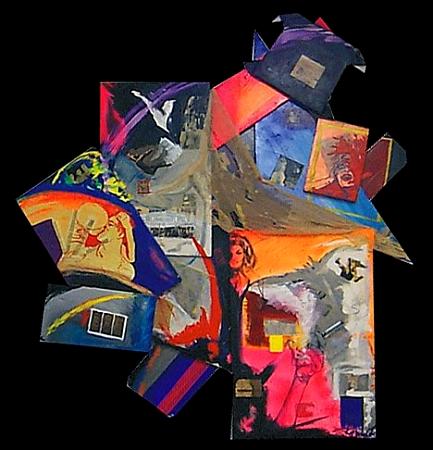 Michael St. Amand | Scenario Mixed Media, Wood, Fabric on Assembled Canvas