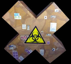 Precarious Package Mixed Media on Stainless Steel Michael St. Amand 2012